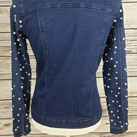 Women with Control XXS Jean Jacket w/ Pearl Sleeve - Picture 7 of 8